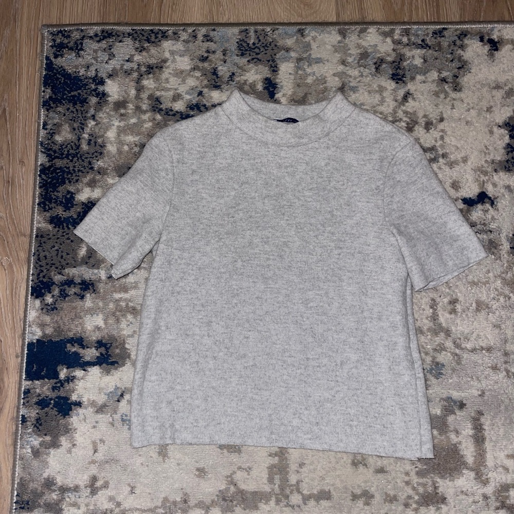 Zara Mock Neck Knitted Cropped T-Shirt